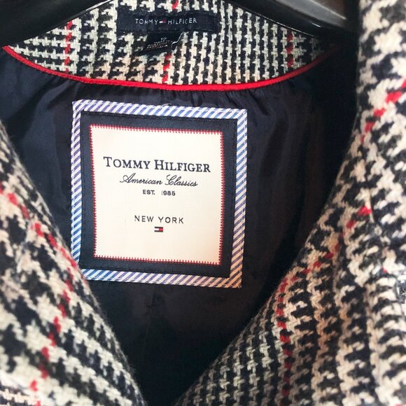 Tommy Hilfiger American Classics Wool 60% -Blend Houndstooth 3/4 Length Coat - Picture 3 of 8